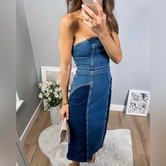 Zara Blue Patchwork Denim Dress - Picture 11 of 17